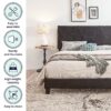 Queen Size Upholstered Platform Bed Frame, Wood Slat Support - Black - Image 5