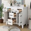 Bathroom Vanity Cabinet With Resin Integrated Sink 4 Drawers, 2 Doors - White - Image 28