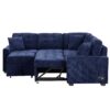 L-Shape Sofa Bed Pull-Out Sleeper Sofa With Wheels, USB Ports, Power Sockets For Living Room - Navy Blue - Image 17