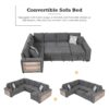 U-Shaped Sectional Sofa Pull-Out Sofa Bed With Two USB Ports, A Storage Chaise Lounge And Four Back Pillows For Living Room - Gray - Image 6
