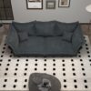 Modern Comfy Upholstered Sofa Cloud Couch, Deep Seat Couches With Multiple Large Soft Pillows, Convertible Deep Seat Chaise Langue For Living Room - Gray - Image 9