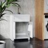 24" White Paint Free Laundry Tub Cabinet With Stainless Steel Combo (Update) - White - Image 6