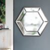 Hexagon Wall Mirror With Contemporary Glass Design, Home Decor Accent Mirror For Living Room, Entryway, Bedroom - Silver - Image 3