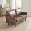 Mid Century Modern Loveseat Sofa With USB, 2 Seater Couch, Removable Pillow Covers - Brown - Image 10