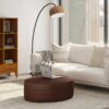 Brody - Round Coffee Table Pouf - Distressed Dark Brown - Image 6