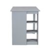 Solid Wood Farmhouse Counter Height Dining Table Set With 3 Tier Storage Shelves, Upholstered Dining Chairs For 4, 5 Piece - Gray - Image 14