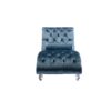 Velvet Chaise Lounge Chair With Pillow, Button Tufted Upholstered - Light Blue - Image 10