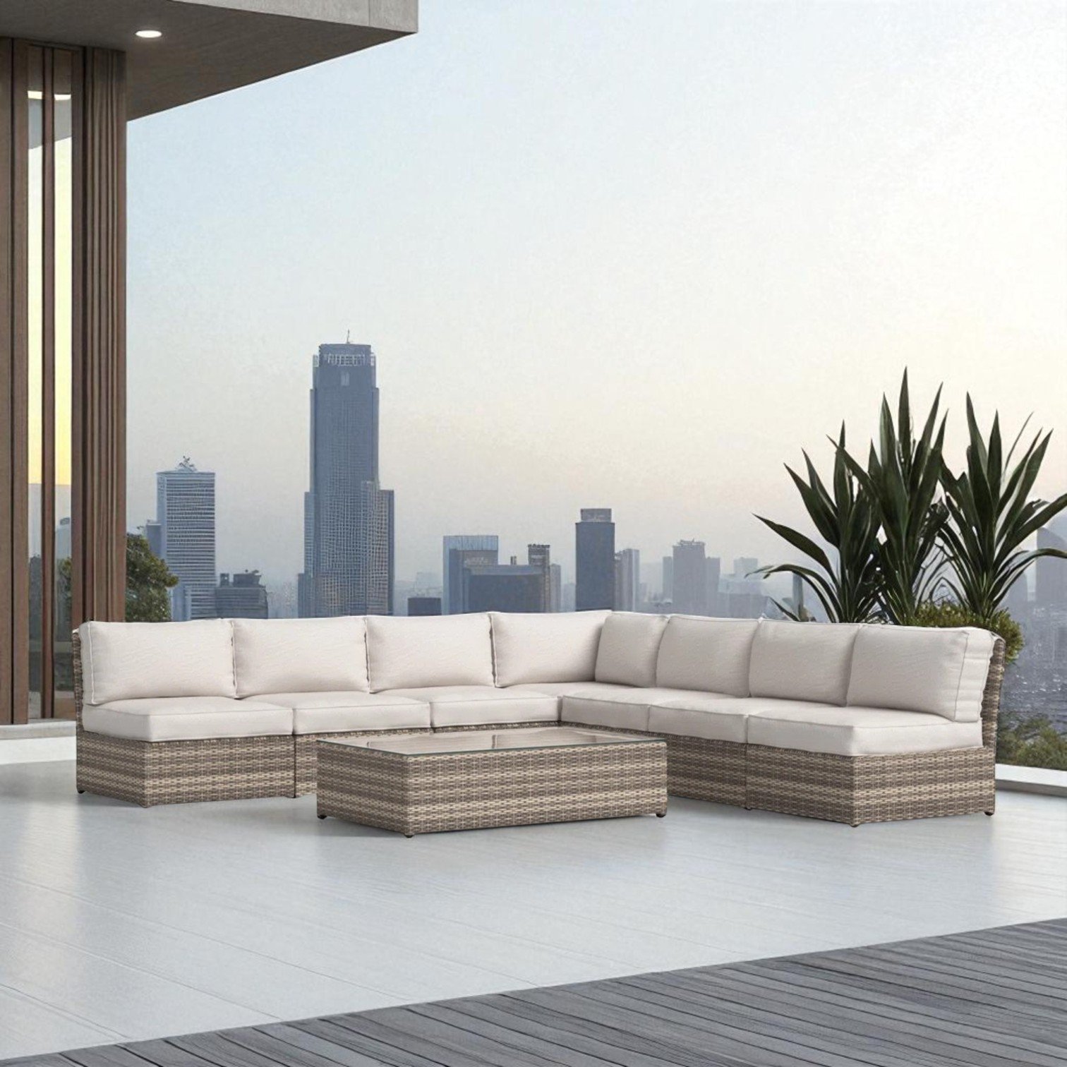 6 Piece Wicker Patio Seating Group With Cushions - Grey Mix - Image 3