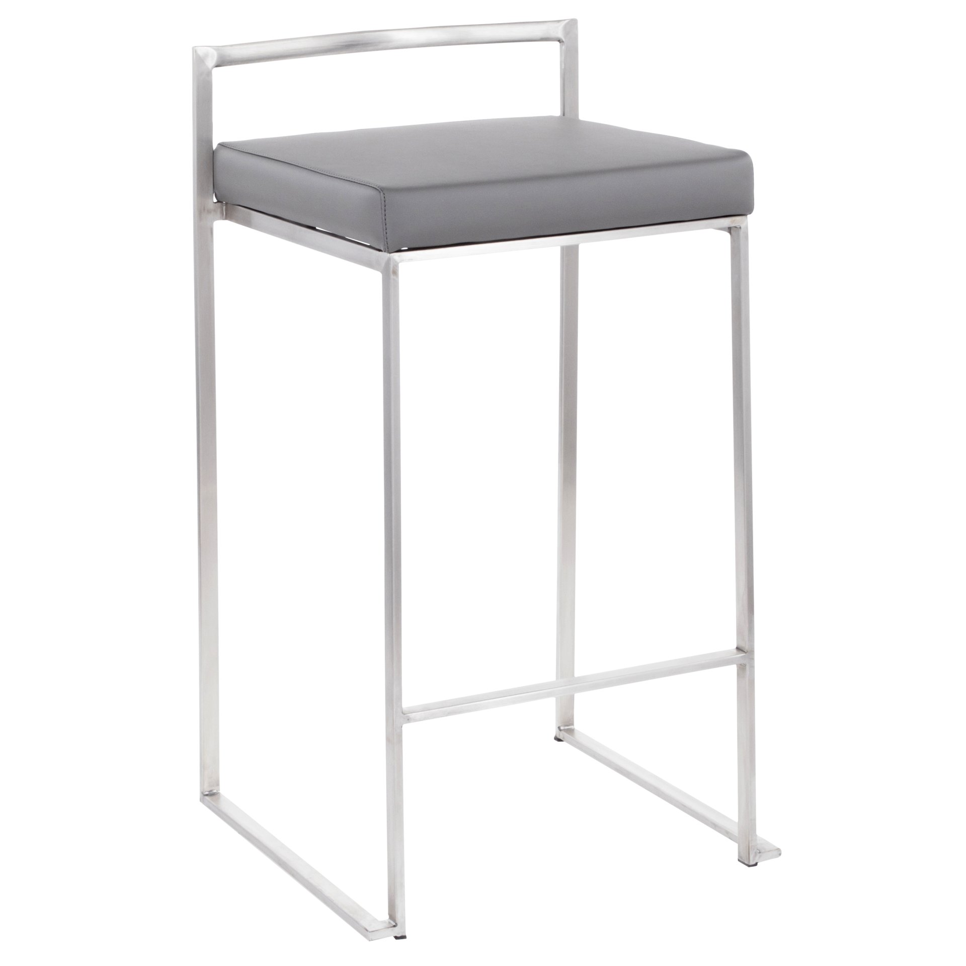 Fuji - Contemporary Stackable Counter Stool (Set of 2) - Gray - Image 2