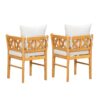Farmhouse Modern Dining Corner Chairs (Set of 2) With Handwoven Rattan Backrests And Solid Wood Legs - Natural / White - Image 7