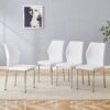Luxury Simple Chair (Set of 4) Material High Resilience Dining Chair - White / Silver - Image 10
