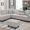 Alger - 98" Wide Left Hand Facing Sofa & Chaise With Ottoman - Light Gray - Image 11