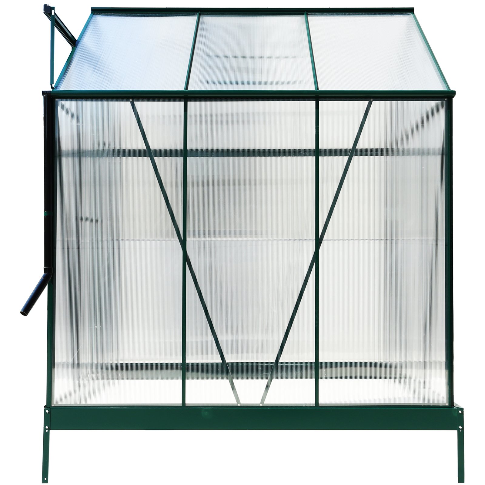 6.3'x6.2'x7' Polycarbonate Greenhouse, Heavy Duty Outdoor Aluminum Walk-In Green House Kit With Rain Gutter, Vent And Door For Backyard Garden - Green - Image 12