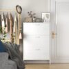 Modern Shoe Storage Cabinet With 3 Flip Drawers And Metal Frame For Entryway - Brushed Nickel - Image 11