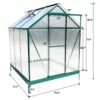 6.3'x6.2'x7' Polycarbonate Greenhouse, Heavy Duty Outdoor Aluminum Walk-In Green House Kit With Rain Gutter, Vent And Door For Backyard Garden - Green - Image 27