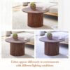 Modern Circular Coffee Table Material Color Cylindrical Design - Walnut - Image 4