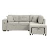 Sectional Sofa L-Shaped Sofa Couch Pull-Out Sofa Bed With A Movable Ottoman, Two USB Ports And Two Cup Holders For Living Room - Gray - Image 11