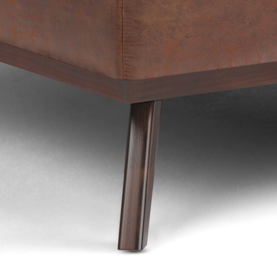 Owen - Extra Large Square Coffee Table Storage Ottoman - Distressed Saddle Brown - Image 5