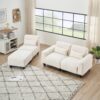 Teddy Fleece Creative Sofa Can Be Assembled Into A Two-Seater Sofa Plus A Single Couch With Three Waist Pillows To Perfectly Stretch Your Waist For Small Apartment Bedroom Spaces - Beige - Image 6