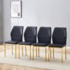 Luxury Simple Chair (Set of 4) High Resilience Dining Chair With Metal Legs - Black / Gold - Image 2