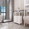 Bamboo Large Capacity Storage Cabinet With Shelves For Bathroom And Living Room - White - Image 4