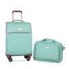 4 Piece Set (16/20/24/28), Softshell Suitcase Spinner Wheels Terylene Luggage Sets Carry On Suitcase Luggage Lightweight Durable Suitcase - Green - Image 11