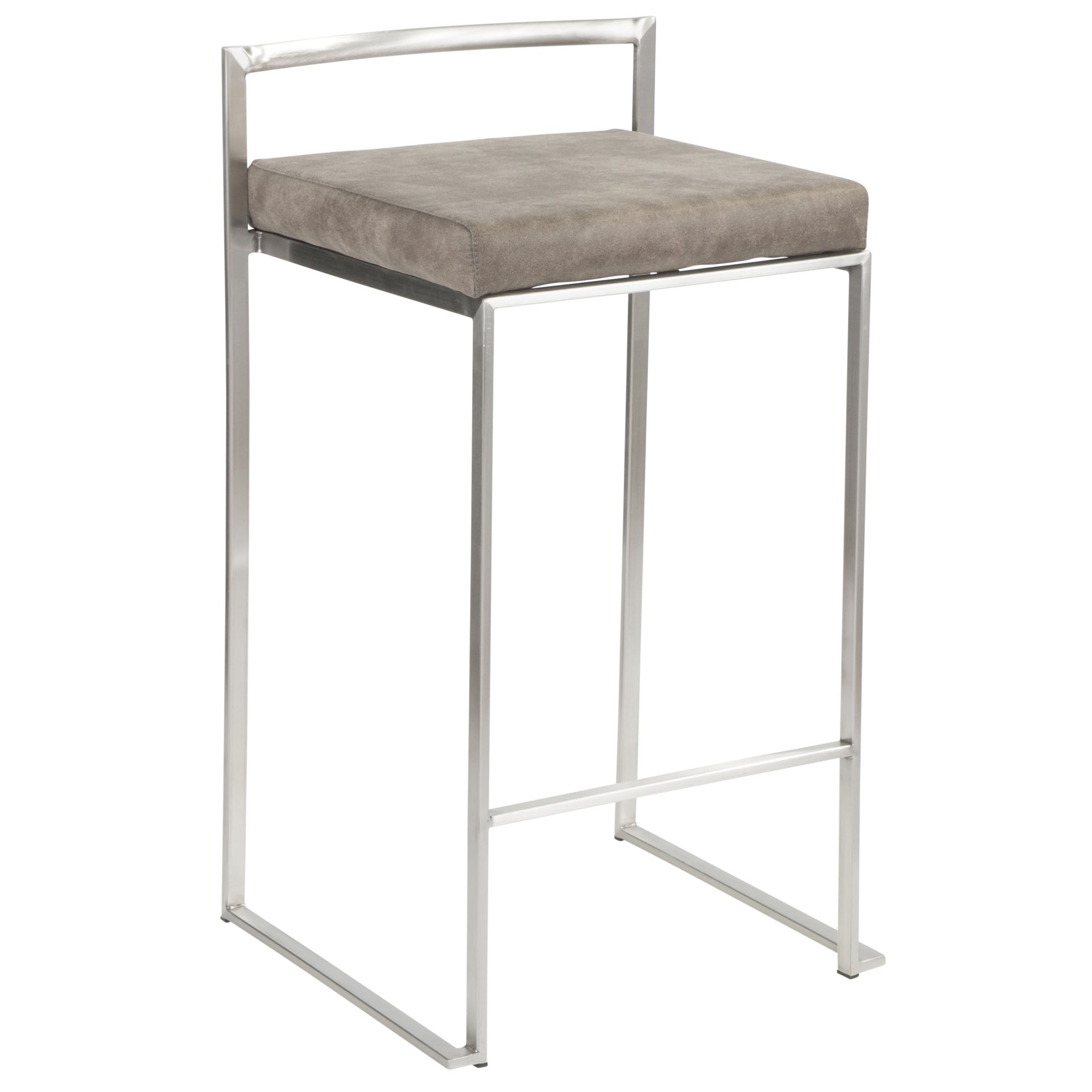 Fuji - Contemporary Stackable Counter Stool (Set of 2) - Stainless Steel / Stone - Image 2