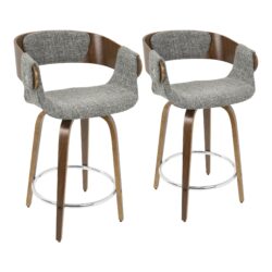 Elisa - Mid-Century Modern Counter Stool (Set of 2) - Walnut / Gray