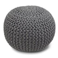 Nikki - Hand Knit Round Pouf - Gray