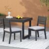 Patio Armless Dining Chair With Laid Back Slat Panel Design - Light Gray - Image 2