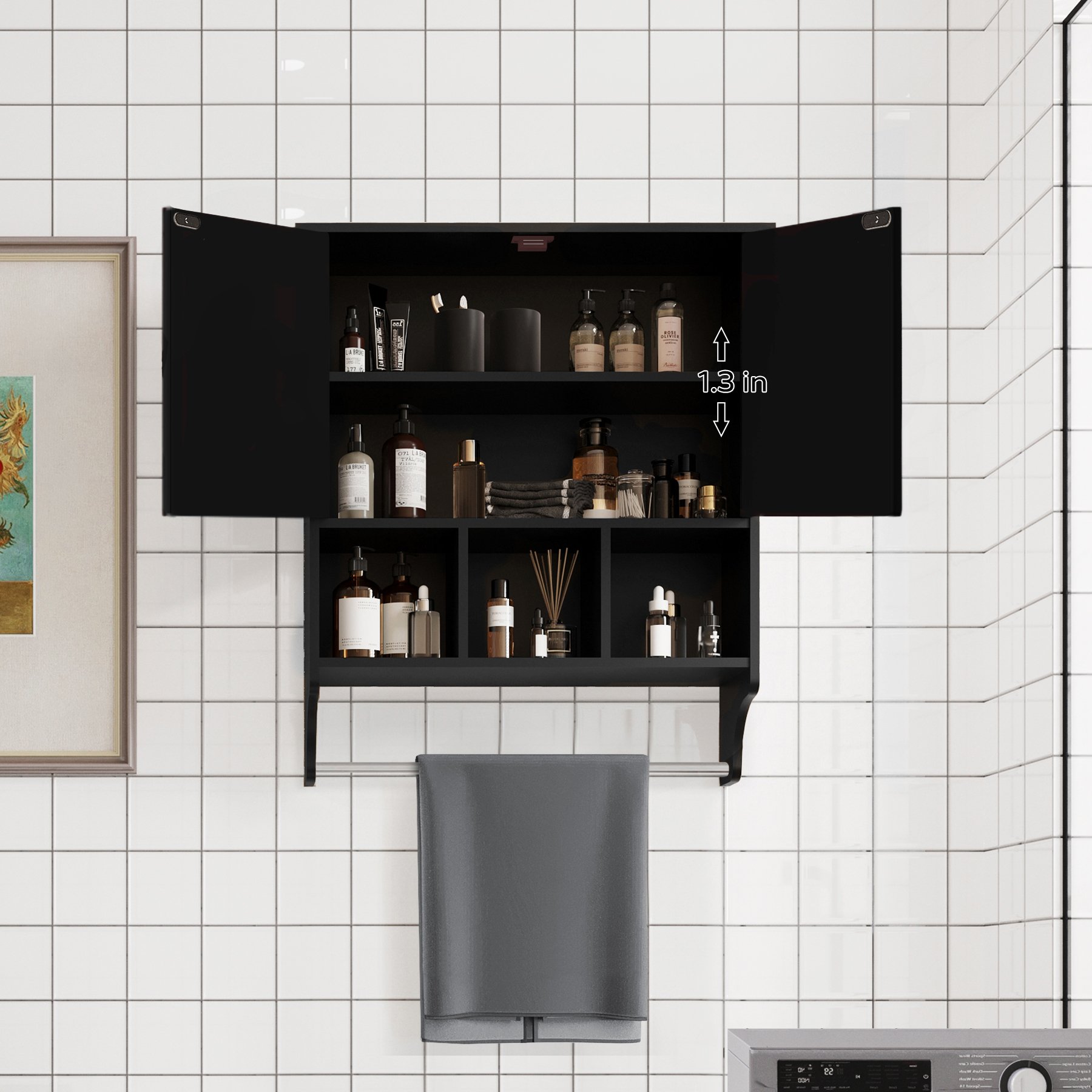 Bathroom Cabinet - Black - Image 2