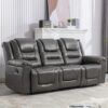 Home Theater Recliner Set Manual Recliner Chair With Wide Armrest, Two Built-In Cup Holders For Living Room - Gray - Image 18