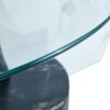 Contemporary Artistic Double Layer Coffee Table And Marble Collision Tempered Glass Top - Transparent / White / Black - Image 6