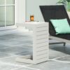 Aluminum Outdoor Side Table, C Shaped End Table, Outside Small Table For Patio - White - Image 4