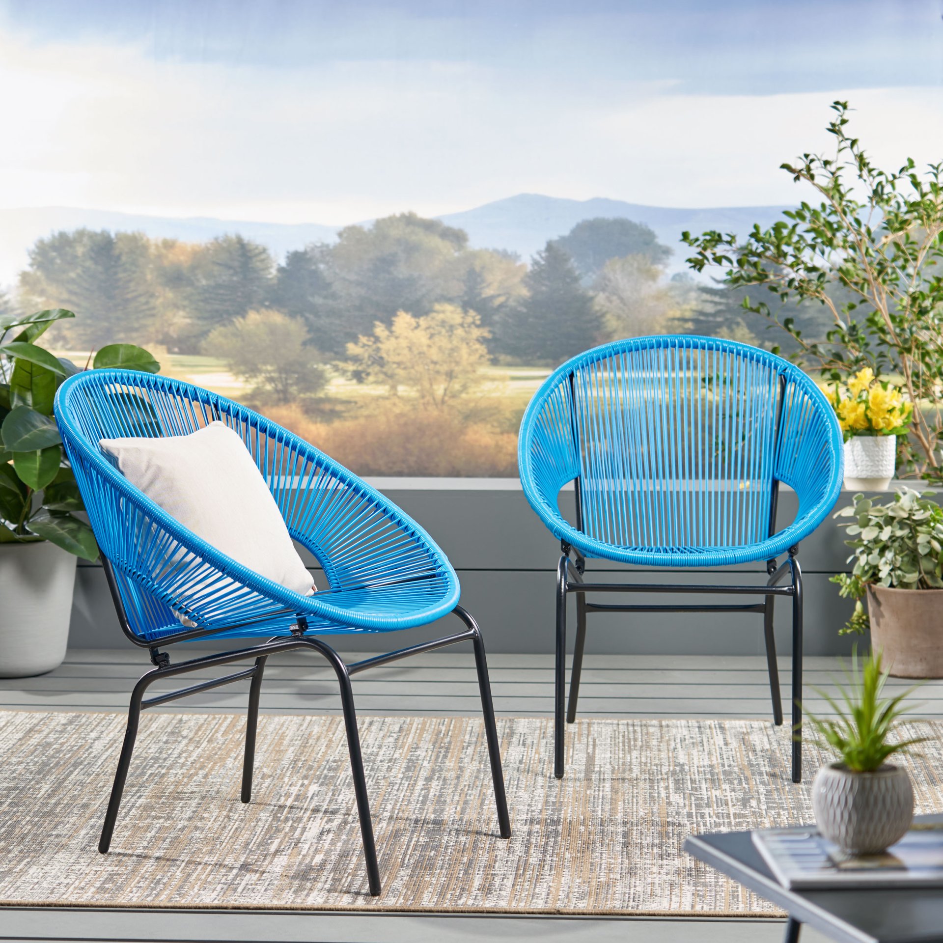 Modern Nusa Chair Outdoor Seating Woven Rope - Blue - Image 5