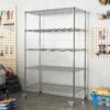 Heavy Duty Adjustable Shelving Unit, 5 Tier Wire Storage Shelves With Wheels - Brushed Nickel - Image 11