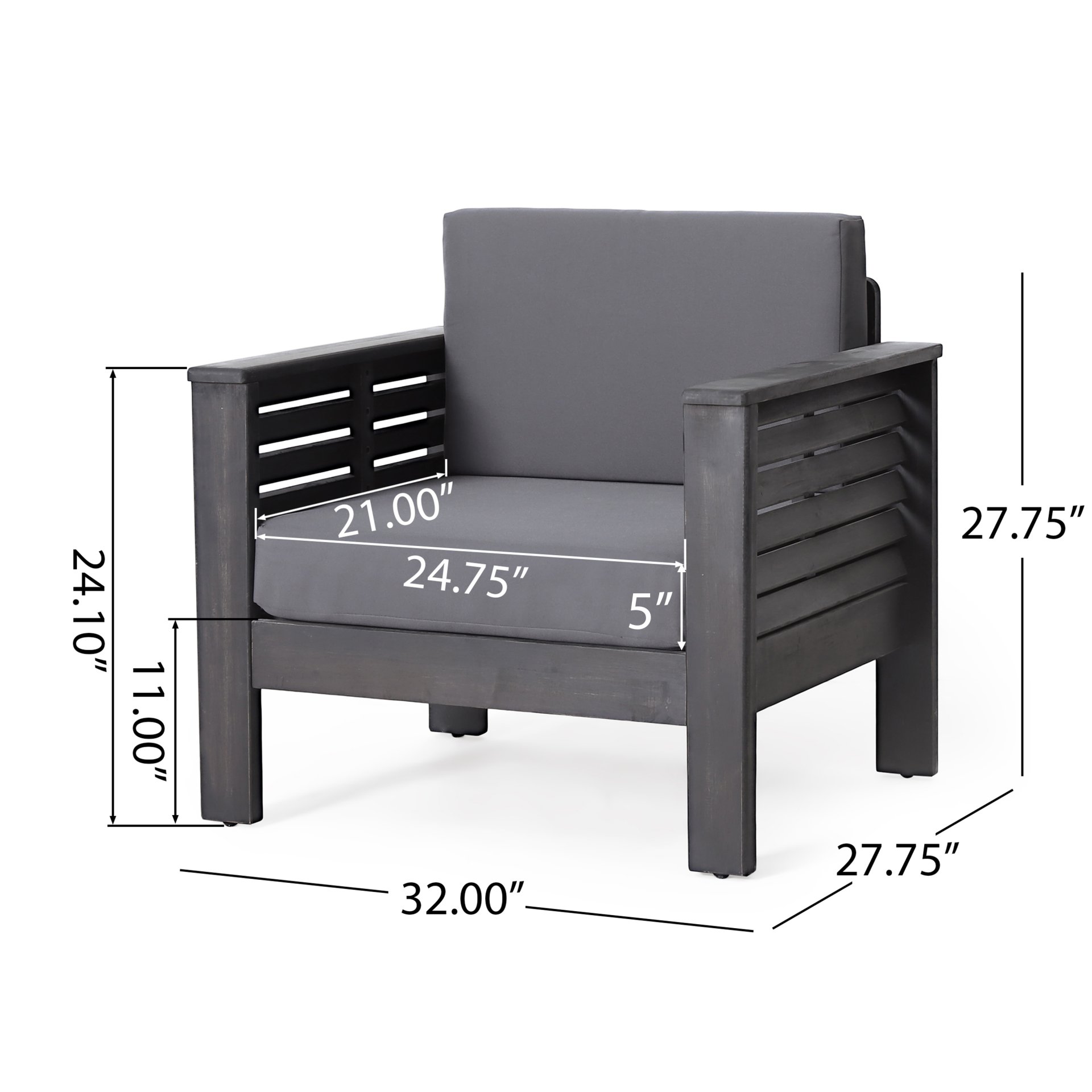 Flare - Outdoor Club Chair With Water Resistant Cushions - Dark Gray - Image 3