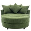 360° Swivel Accent Barrel Chair With Storage Ottoman & 4 Pillows, Modern Chenille Leisure Chair Round Accent For Living Room - Green - Image 17