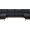 Hallie - Wide Sherpa Double Chaise U-Shape Sectional Sofa - Black - Image 2