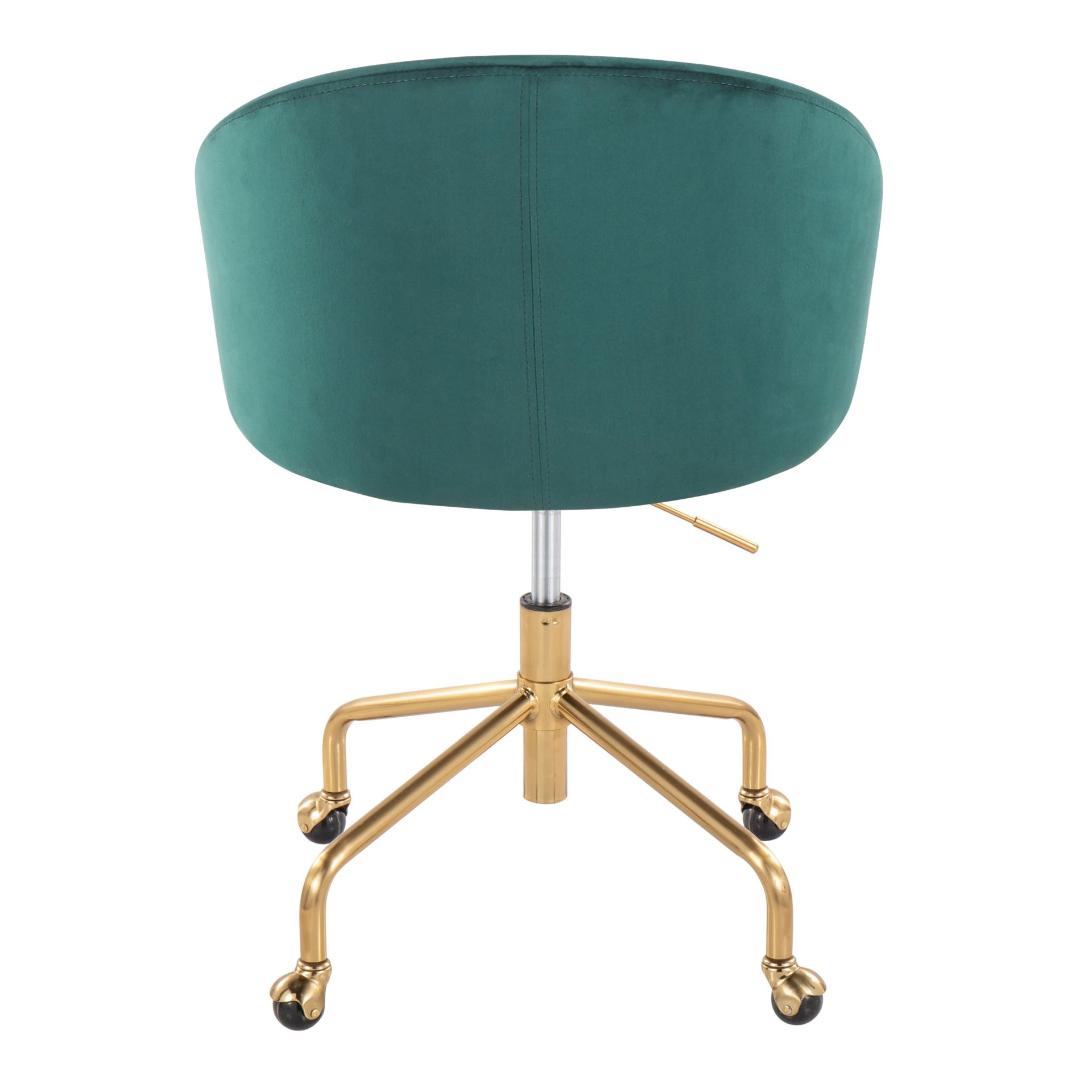 Claire - Contemporary / Glam Task Chair - Gold / Green - Image 4