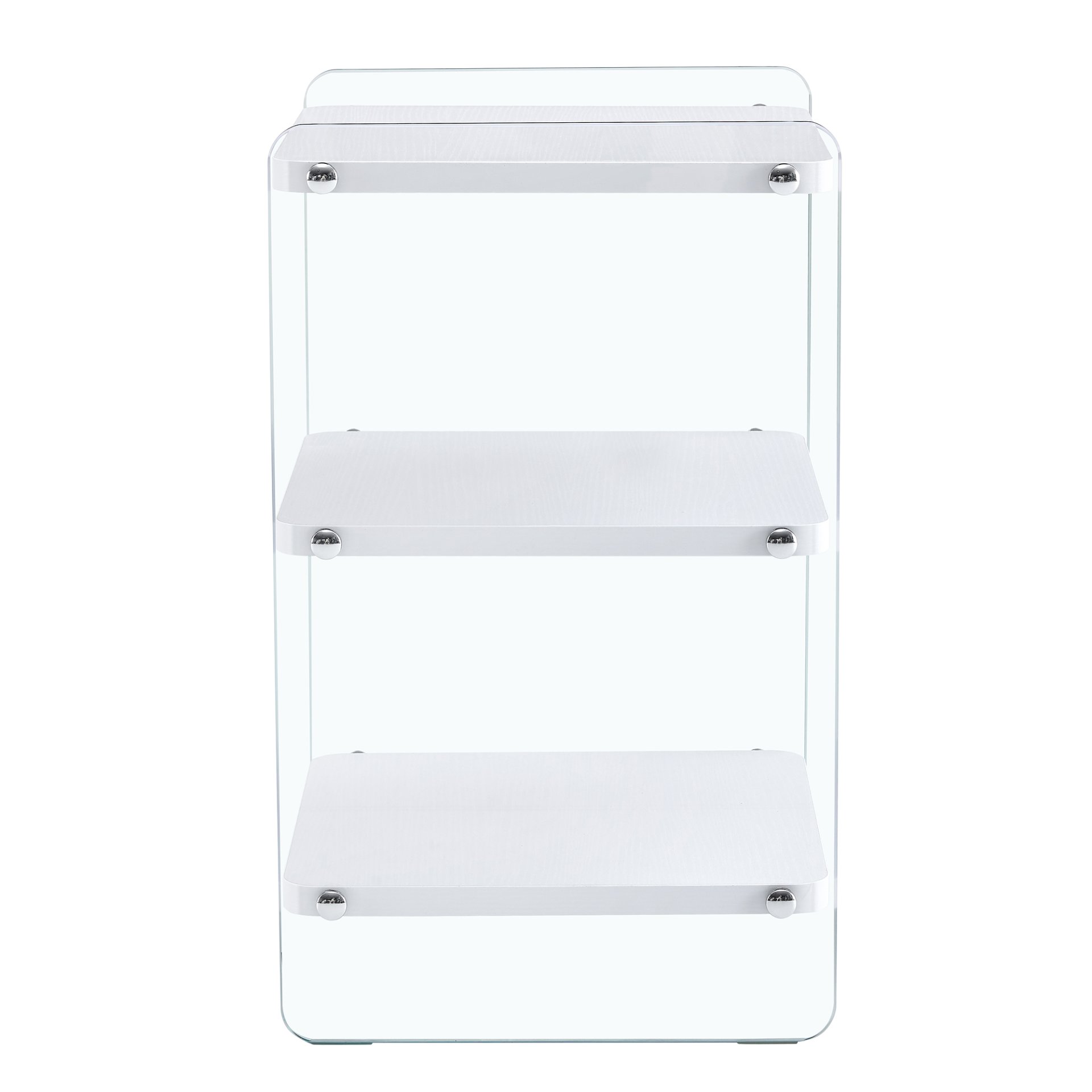 Simple Elegant Bedside Table With Storage Function And Tempered Glass - White - Image 14