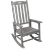 Wooden Oversized Porch Rocker Chair With Wide Seat And Tall Backrest, High Back Smooth Rocking Chairs For Outdoor & Indoor - Light Gray - Image 6