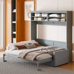 Queen Size Murphy Wall Bed With Sofa - Gray