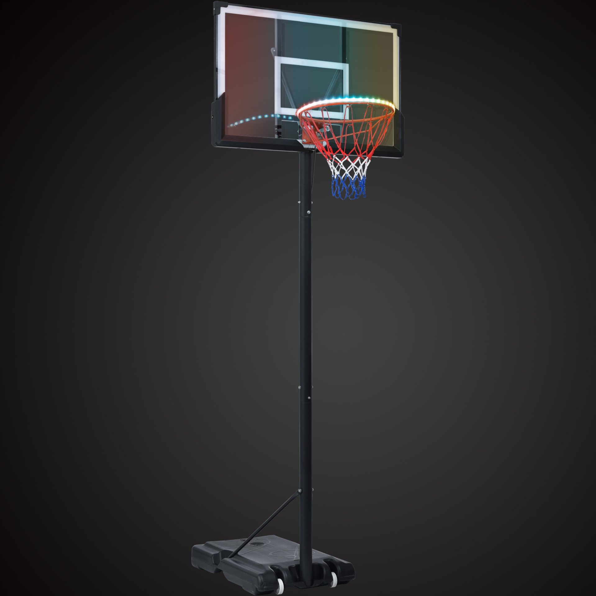 Portable Basketball Hoop Basketball System 4.76-10Ft Height Adjustable For Youth Adults LED Basketball Hoop Lights, Colorful Lights, Waterproof, Super Bright To Play At Night Outdoors, Good Gift For Kid - Black - Image 12