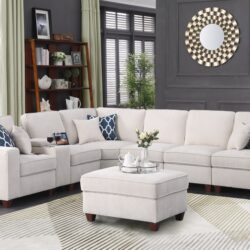 Rene - Sectional Sofa With Ottoman - Beige