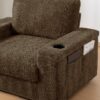 Oversized Chaise Lounge Indoor Rabbit Fur Sofa Bed With Storage Ottoman And Armrests Cup Holders With Deep Seat - Brown - Image 8