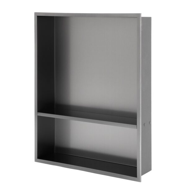 21" X 17" Stainless Steel Shower Niche Double Shelf With Durable Finish - Gunmetal Black