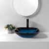 Artistic Vessel Sink With Faucet And Pop Up Drain - Blue - Image 4
