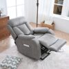 35.4" Electric Power Lift Recliner Chair, Fabric Recliner Chair, Home Theater Seating, Living Room Chair, Side Pocket, Remote Control - Light Gray - Image 5