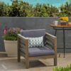 Outdoor Club Chair, Acacia Wood Patio Chair With Fabric Cushion For Backyard, Poolside, Garden Or Porch - Gray - Image 4